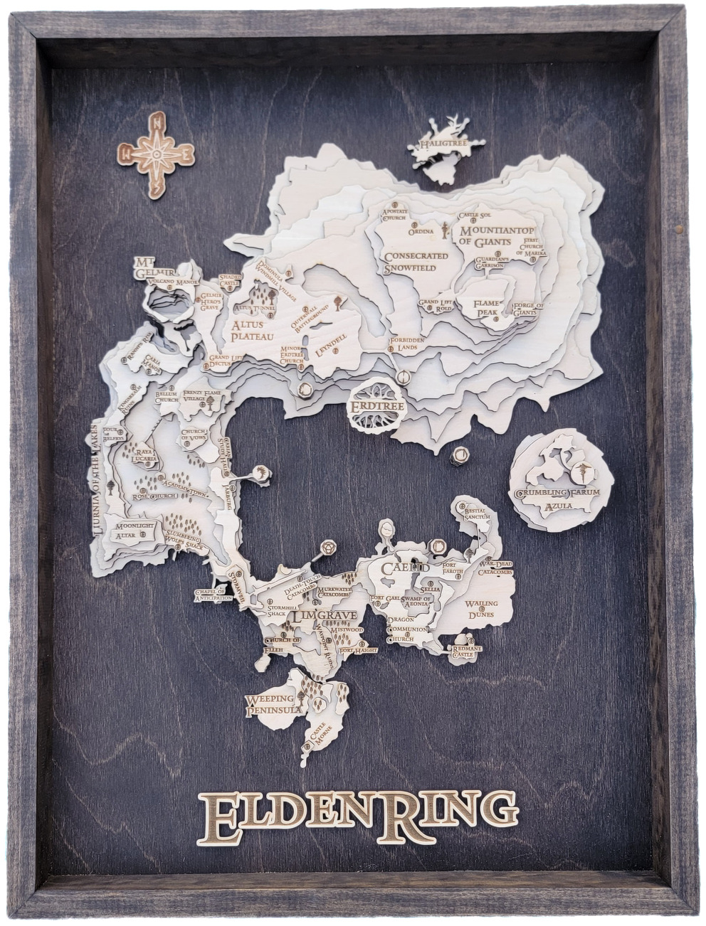 Detailed Topographic Map of Elden Ring The Lands Between | Nerdly